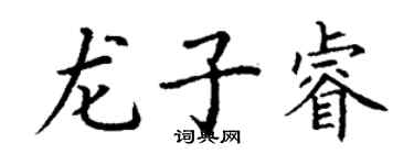 丁谦龙子睿楷书个性签名怎么写