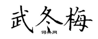 丁谦武冬梅楷书个性签名怎么写
