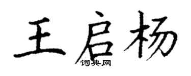 丁谦王启杨楷书个性签名怎么写
