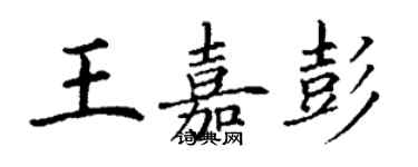 丁谦王嘉彭楷书个性签名怎么写
