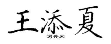 丁谦王添夏楷书个性签名怎么写