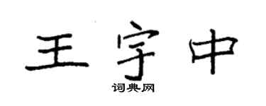 袁强王宇中楷书个性签名怎么写