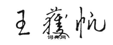 骆恒光王获帆草书个性签名怎么写