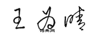 骆恒光王为晴草书个性签名怎么写