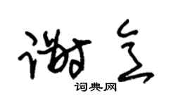 朱锡荣谢意草书个性签名怎么写