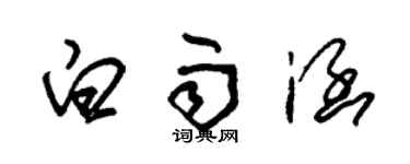朱锡荣白雨涵草书个性签名怎么写