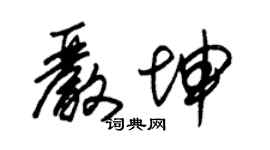 朱锡荣严坤草书个性签名怎么写