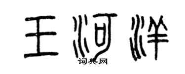 曾庆福王河洋篆书个性签名怎么写