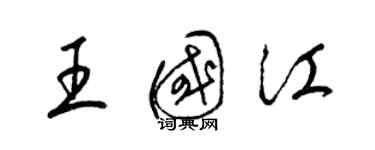 梁锦英王国江草书个性签名怎么写