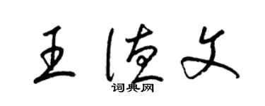 梁锦英王德文草书个性签名怎么写