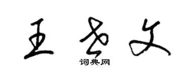 梁锦英王世文草书个性签名怎么写