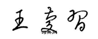 梁锦英王庆习草书个性签名怎么写