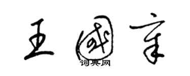梁锦英王国章草书个性签名怎么写