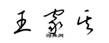 梁锦英王家其草书个性签名怎么写