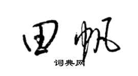 梁锦英田帆草书个性签名怎么写
