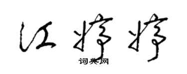 梁锦英江婷婷草书个性签名怎么写