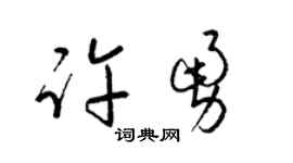 梁锦英许勇草书个性签名怎么写