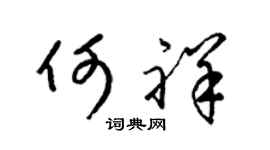 梁锦英何祥草书个性签名怎么写