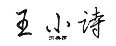 骆恒光王小诗行书个性签名怎么写