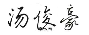 骆恒光汤俊豪行书个性签名怎么写