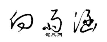 梁锦英向雨涵草书个性签名怎么写