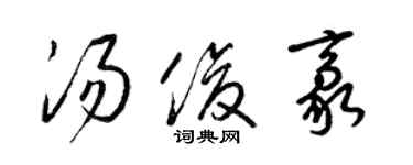 梁锦英汤俊豪草书个性签名怎么写