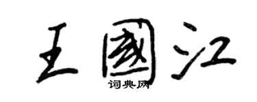 王正良王国江行书个性签名怎么写