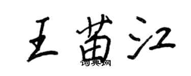 王正良王苗江行书个性签名怎么写