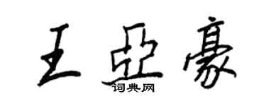 王正良王亚豪行书个性签名怎么写
