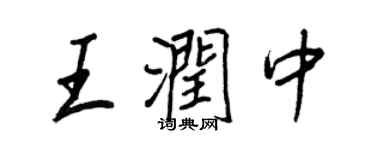 王正良王润中行书个性签名怎么写