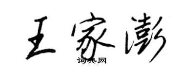 王正良王家澎行书个性签名怎么写
