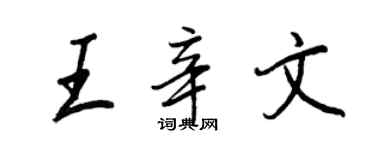 王正良王辛文行书个性签名怎么写
