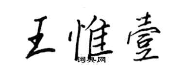 王正良王惟壹行书个性签名怎么写