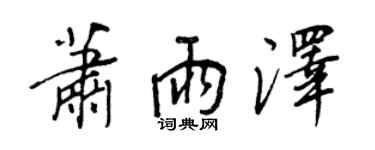 王正良萧雨泽行书个性签名怎么写