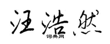 王正良汪浩然行书个性签名怎么写