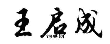 胡问遂王启成行书个性签名怎么写