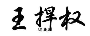 胡问遂王捍权行书个性签名怎么写