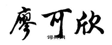 胡问遂廖可欣行书个性签名怎么写