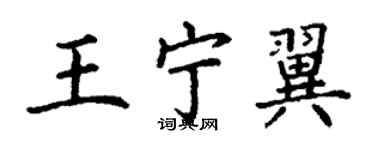 丁谦王宁翼楷书个性签名怎么写