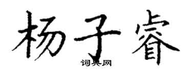 丁谦杨子睿楷书个性签名怎么写
