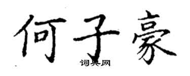 丁谦何子豪楷书个性签名怎么写