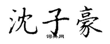 丁谦沈子豪楷书个性签名怎么写
