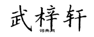 丁谦武梓轩楷书个性签名怎么写
