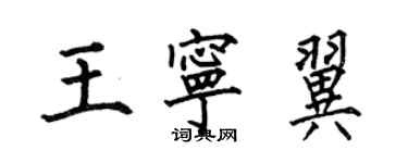 何伯昌王宁翼楷书个性签名怎么写