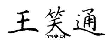 丁谦王笑通楷书个性签名怎么写