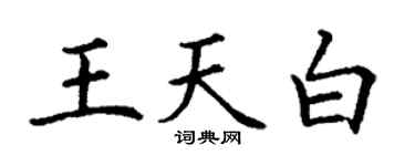 丁谦王天白楷书个性签名怎么写
