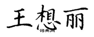 丁谦王想丽楷书个性签名怎么写