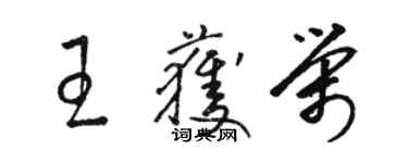 骆恒光王获荣草书个性签名怎么写