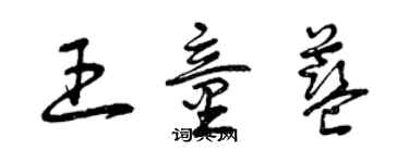 曾庆福王童蓝草书个性签名怎么写