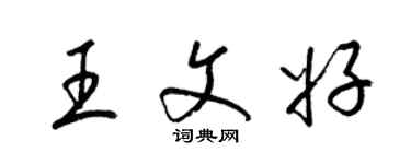 梁锦英王文好草书个性签名怎么写